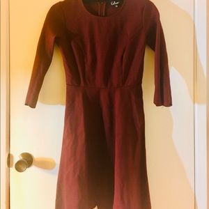 Lulu’s Fancy Burgundy Skater Dress Size S